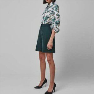 VVB Victoria Beckham Tailored Bermuda Pleated Long Emerald Green Dress Shorts 6